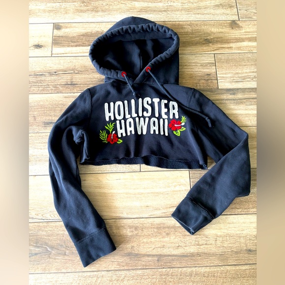 Hollister Co. Hawaii navy blue Cropped Hooded sweatshirt - Picture 1 of 5